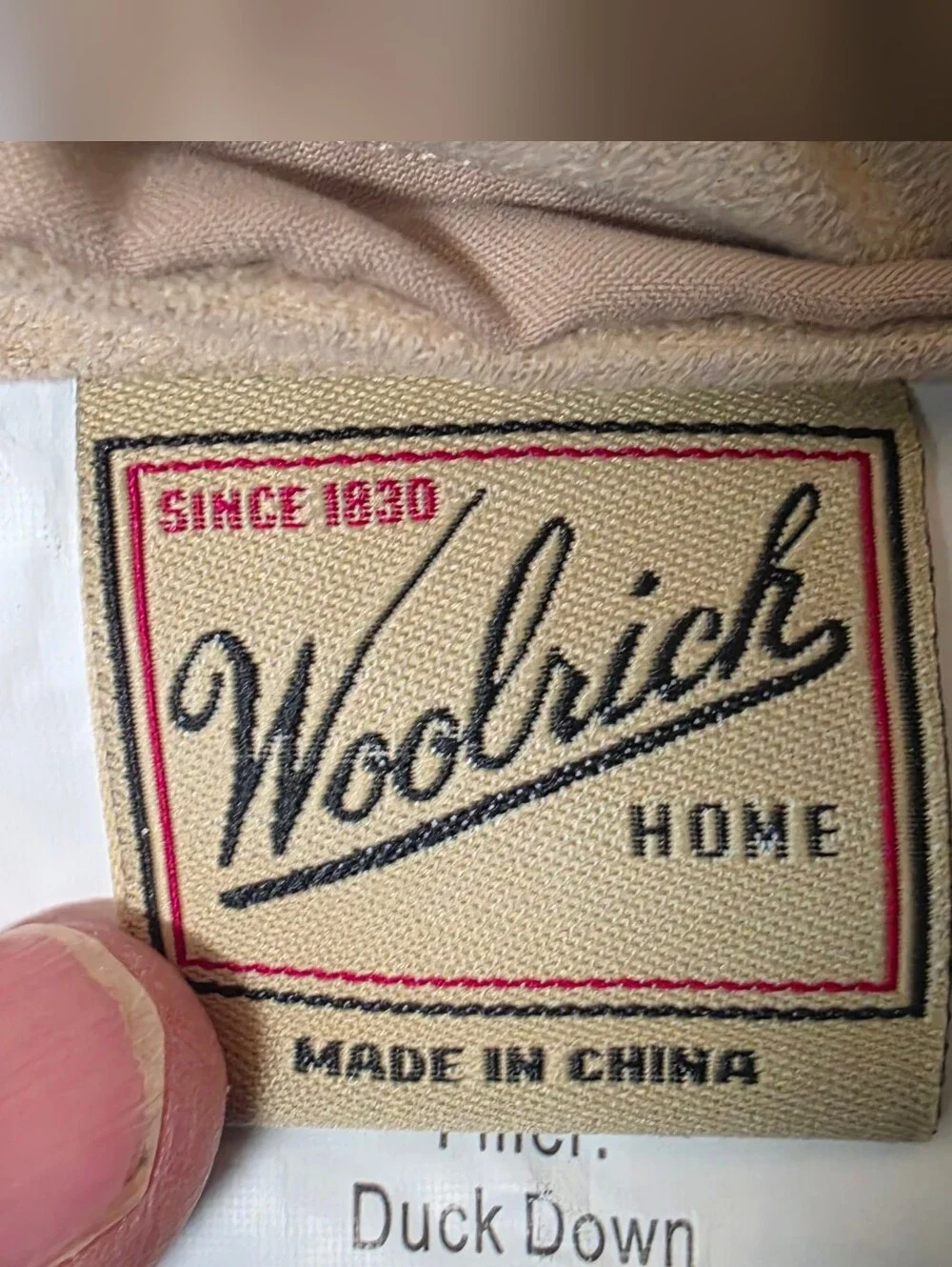 Woolrich Cream Tan Duck Down Comforter Faux Suede Throw 50x70 Nwt - Picture 5 of 8
